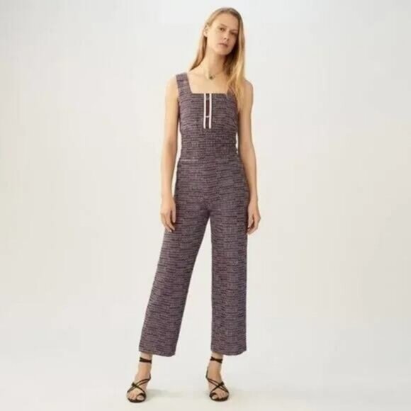 MAJE Renatelle Tweed Jacquard Jumpsuit Size Medium - Picture 3 of 13